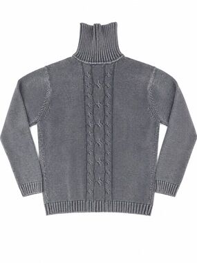 Vintage Report Collection Gray Cable Knit Turtleneck Sweater Size M